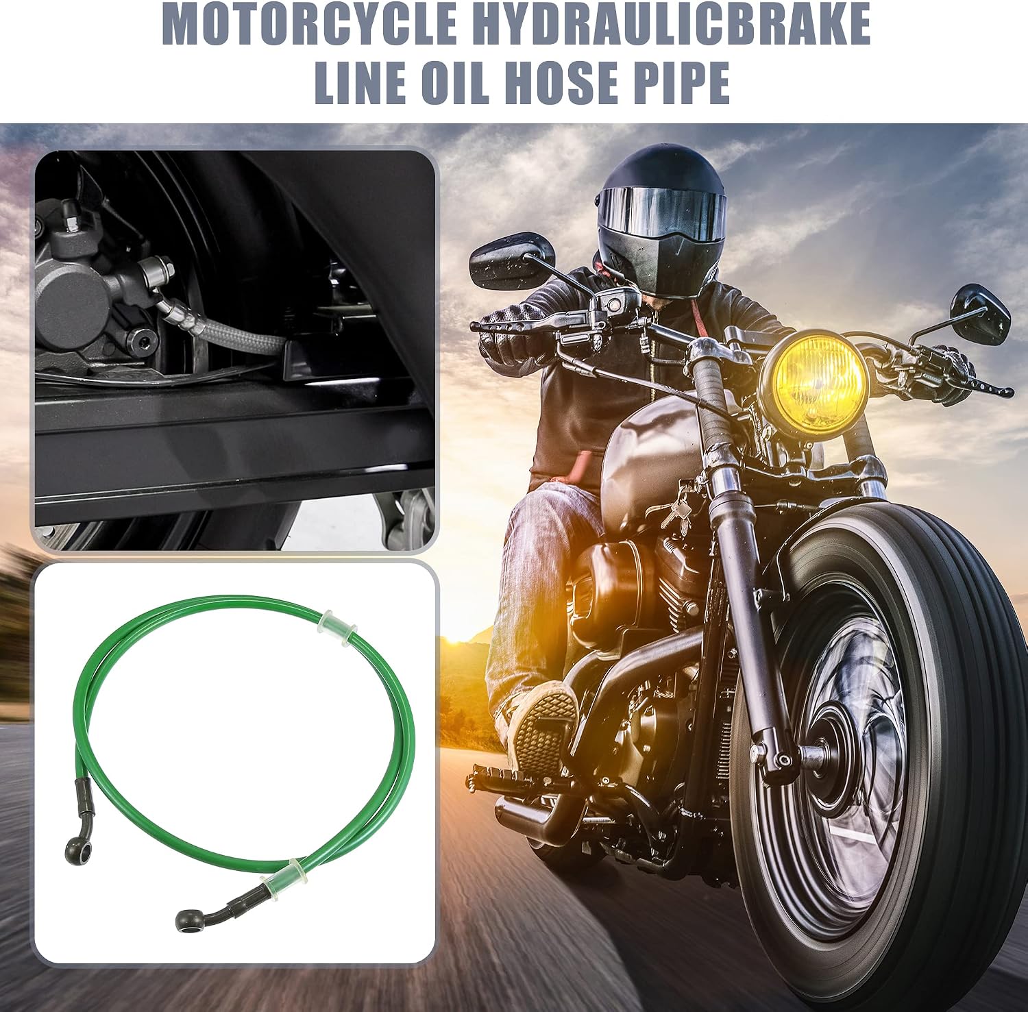X AUTOHAUX 120cm 47.24" Length 10mm ID Motorcycle Hydraulic Brake Line Oil Hose Pipe 28° Stainless Steel Braided Cable for ATV Motocross Sport Bikes Green
