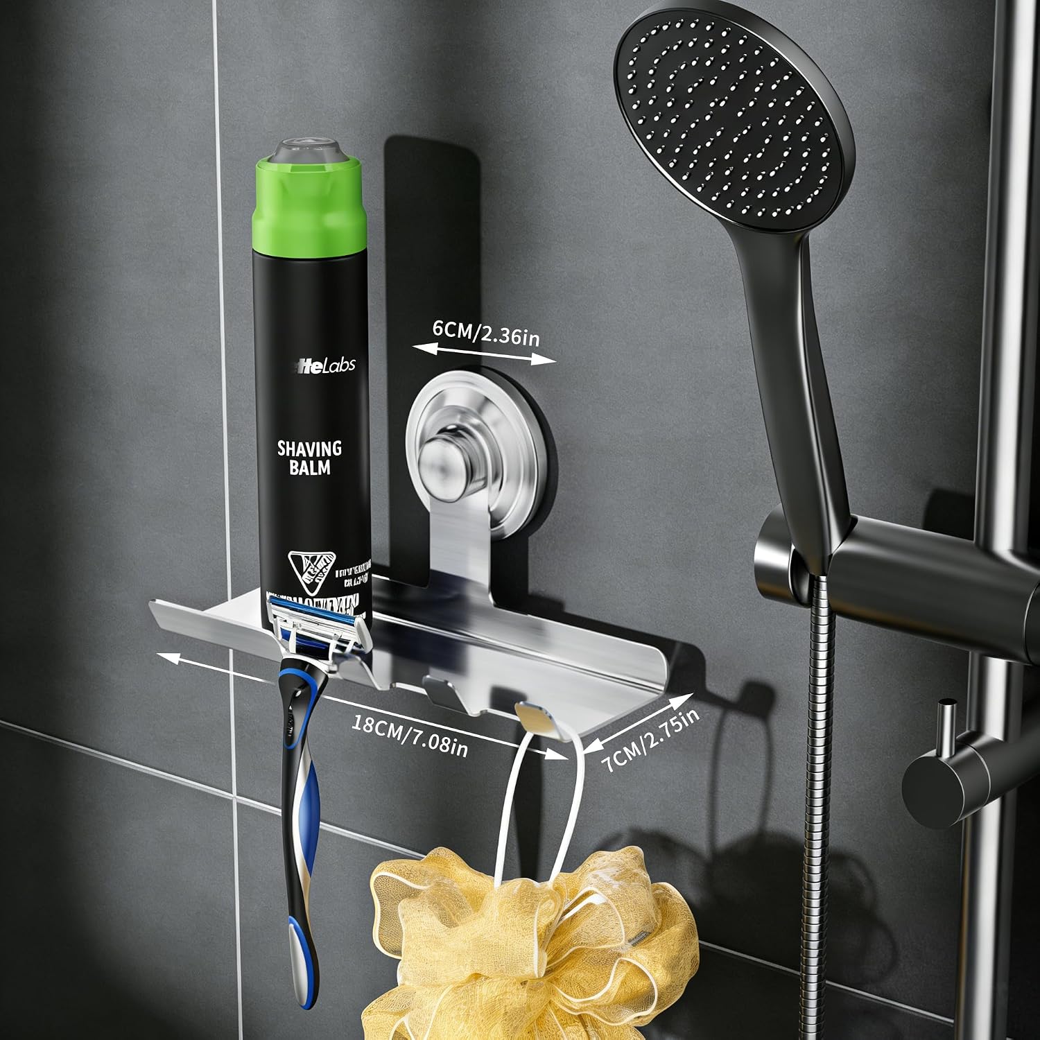 DELITON Razor Holder for Shower Wall, Heavy-Duty Suction Cup Hooks for Razor, Towel, Loofah, Removable Damage-Free Stainless Steel Shaver Holder Inside Shower image 5