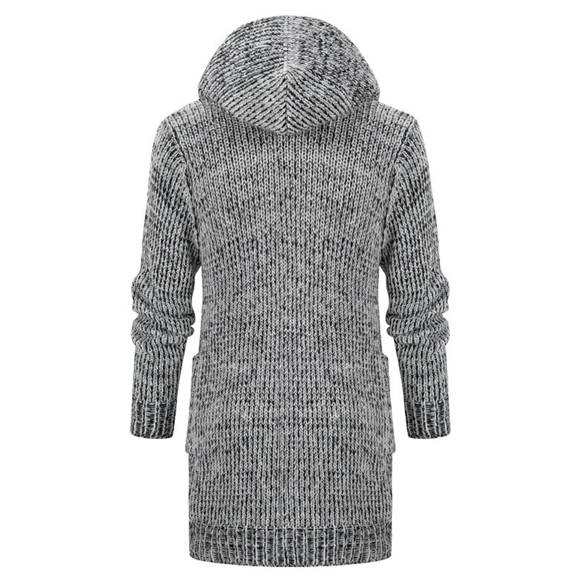 Cardigan da uomo con cappuccio di media lunghezza con bottoni