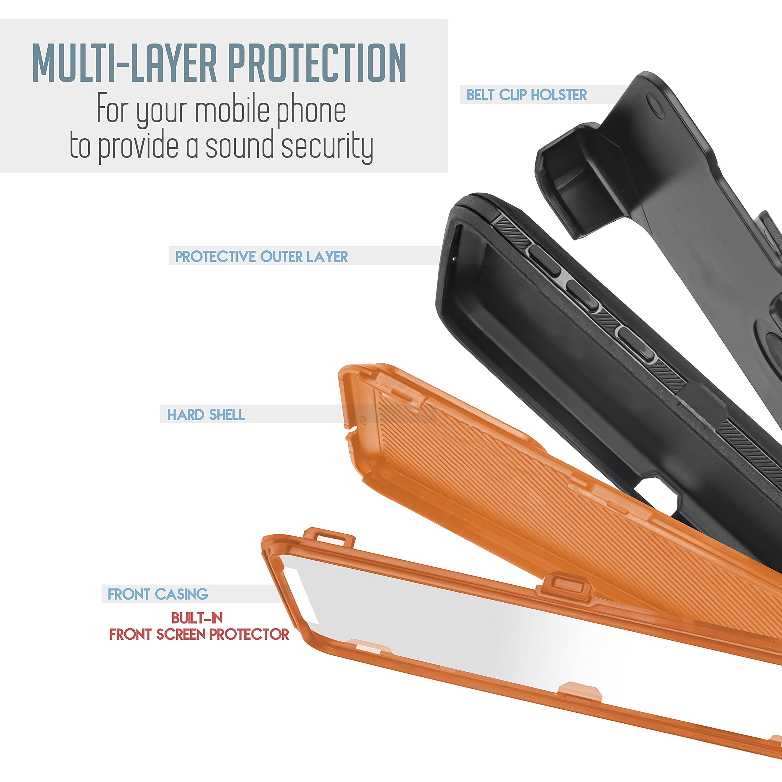 Zaprojektowany dla Samsung Galaxy A03S odporny na wstrząsy kabura wytrzymała gumowa hybrydowe etui silikonowe potrójne ochronne odporne na wstrząsy odporne na pękanie telefon komórkowy wbudowany ochraniacz ekranu (jeleń)