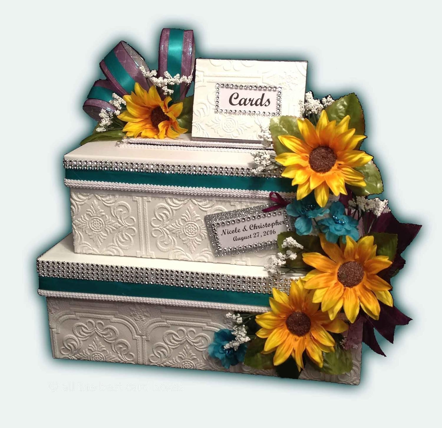 Sunflower Wedding Card Box, Two Tiers, personalized