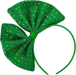 Lux Accessories Green Saint Patrick Day Glittery Huge Ribbon Fashion Headband