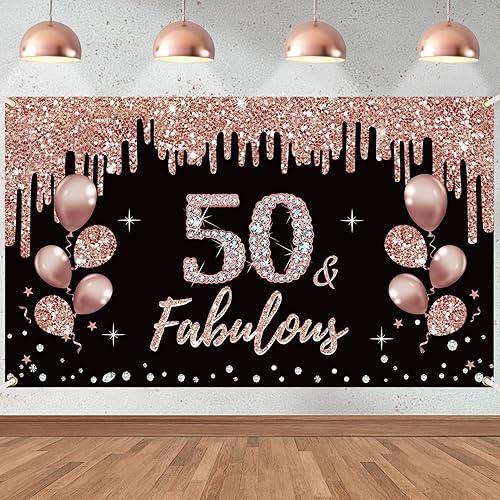 Miniatura 7 de Decoraciones de cumpleaños número 21 para mujer, cartel de cumpleaños de 21 años de oro rosa, suministros de fiesta, fondo de cumpleaños de veintiún