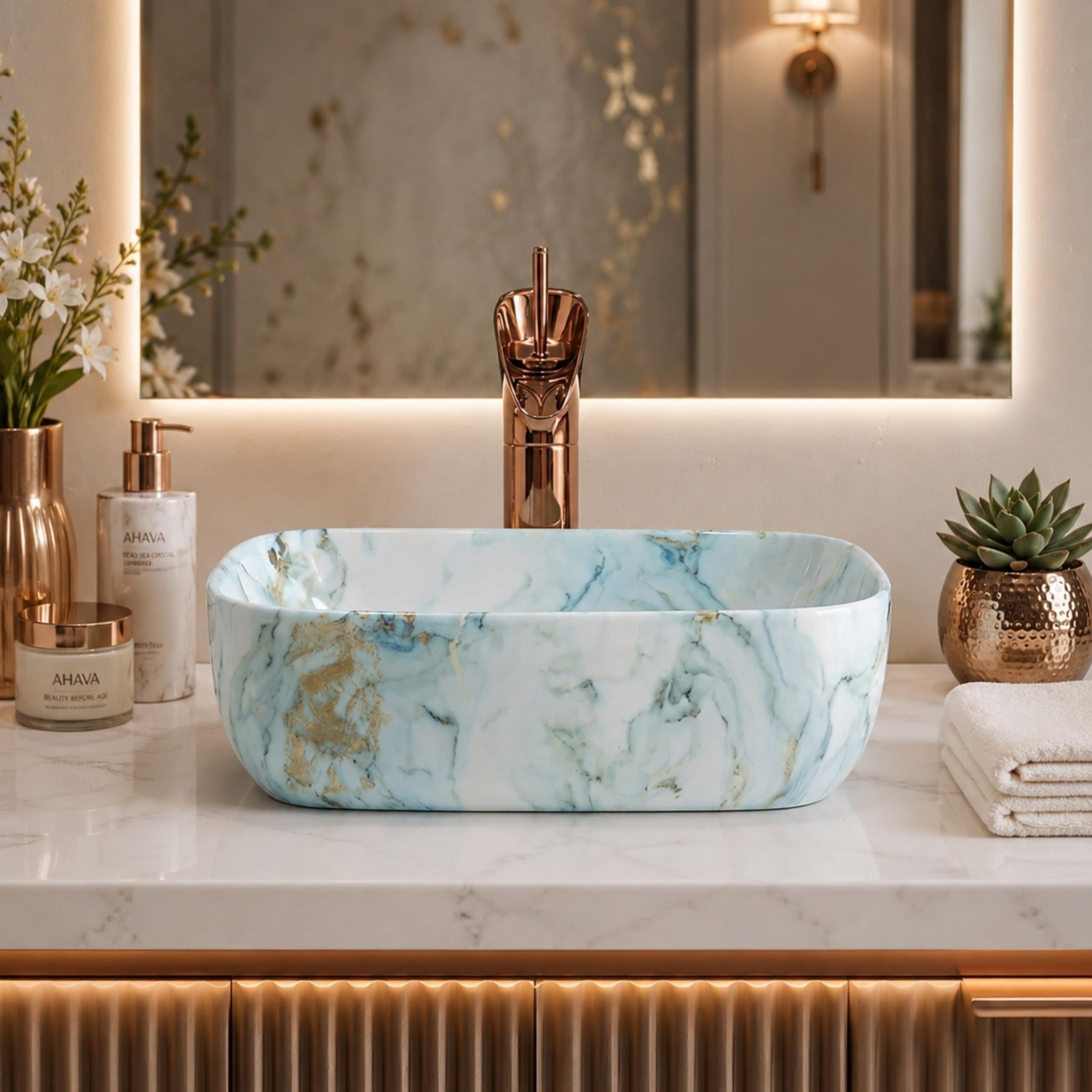Reyal Grey Marble Wash Basin - Luxury Sink -11