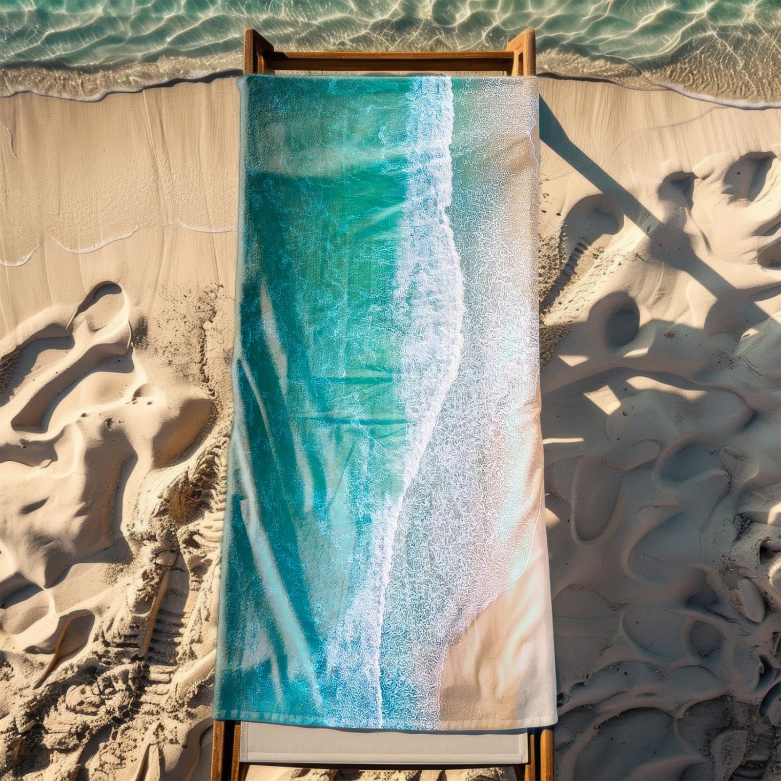 Genérico Toalla Playa Grande Playa Onda Verde Microfibra Secado Rápido Oversize Toalla Sin Arena Súper Ligera Piscina Camping Picnic Yoga Gimnasio Y Deportes Viaje