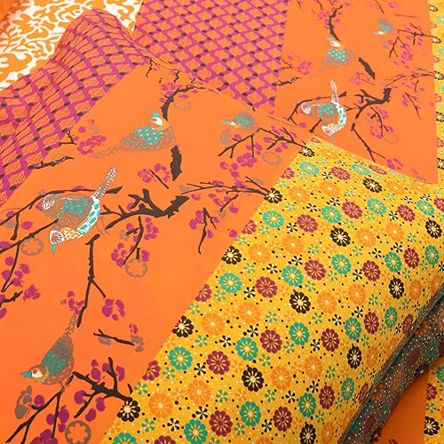 Miniatura 4 de Lush Decor Royal Empire - Juego de funda de edredón reversible de algodón, juego de 3 piezas, tamaño matrimonialqueen, mandarina, juego de ropa de