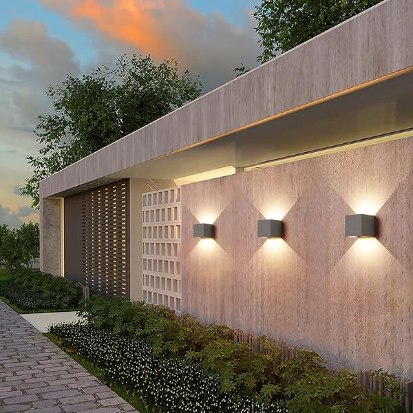 2 Pack Applique murale exterieur interieur LED Lampe murale extérieures moderne Gris 12W Blanc naturel 4000K IP65 Étanche carrée en aluminium Réglage de l'angle d'éclairage Design facile à installer - 2