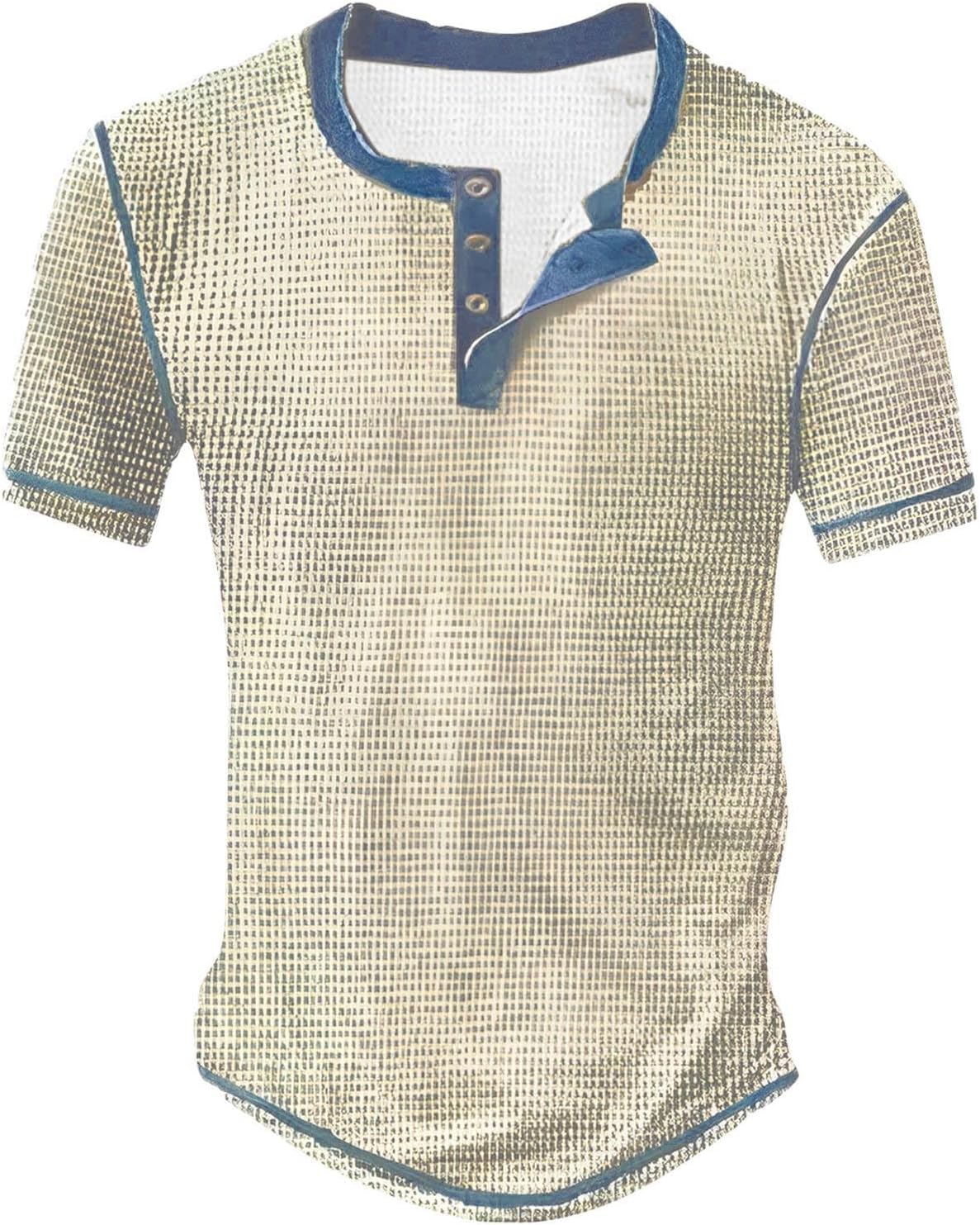 Ymosrh Men's Summer T Shirts Henley Shirts Casual Short Sleeve Print Tshirts Button Tee Top Fashion T-Shirts, S-4XL