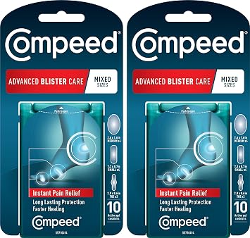 Compeed Advanced Blister Care 10 Count Mixed Sizes Pads (2 Packs) & Dr. Scholl's Blister Cushions Seal & Heal Bandage with Hydrogel Technology, 8 ct