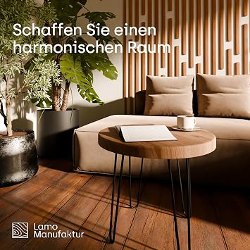 LAMO Manufaktur Round Wooden Top 50 cm Made of Natural Wood Table Top for Coffee Table Coffee Table Bedside Table Thickness: 28 mm Colour: Rustic