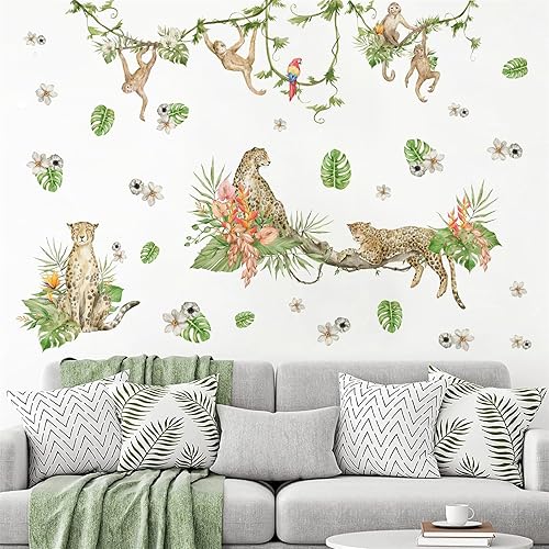 Miniatura 43 de Calcomanías de pared de animales de la selva, calcomanías de pared de animales del bosque, calcomanías de pared para bebés, niños y niñas