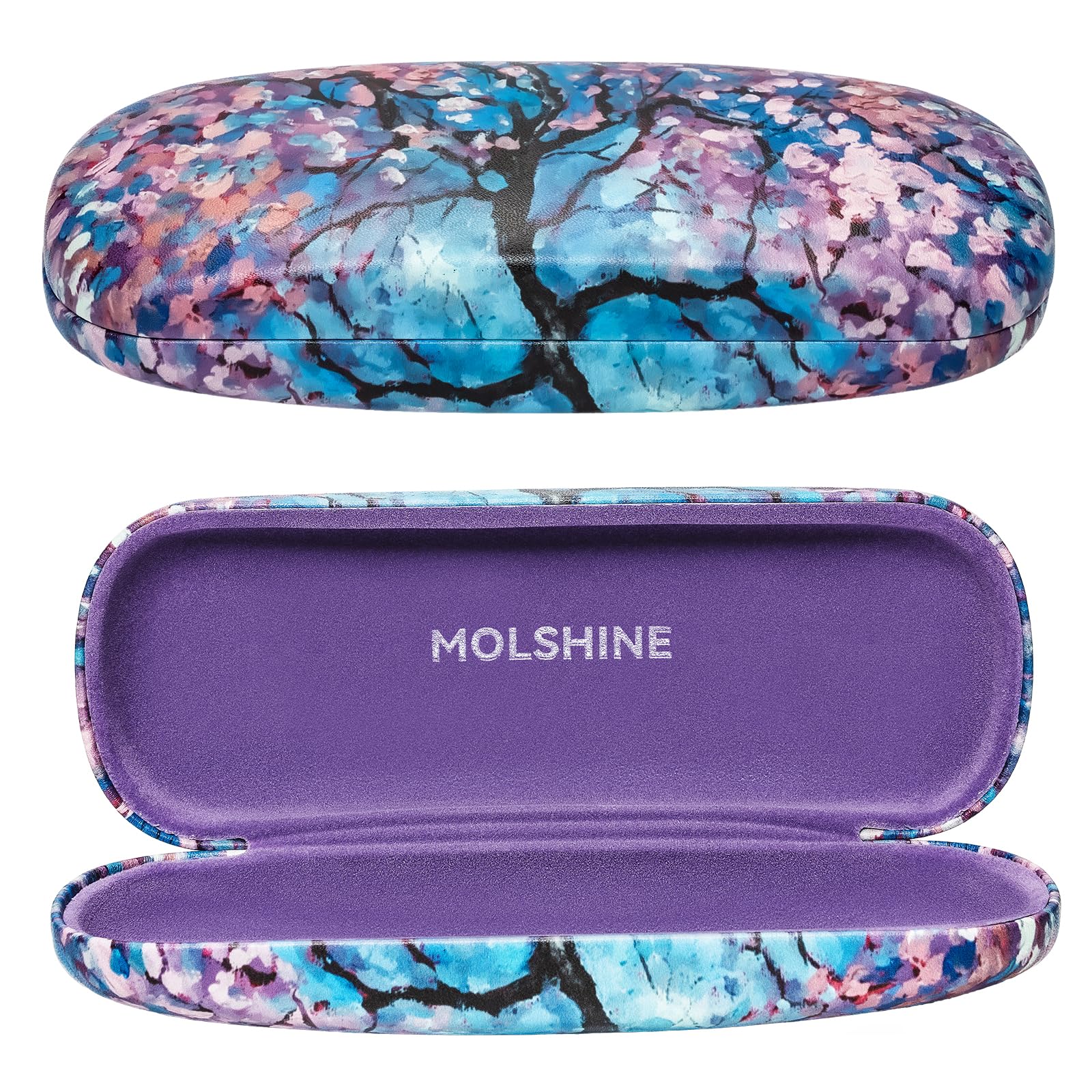 molshine Étui à lunettes en cuir PU à coque dure, étui à lunettes portable de voyage pour hommes femmes fille travail d'étude de voyage (Orange