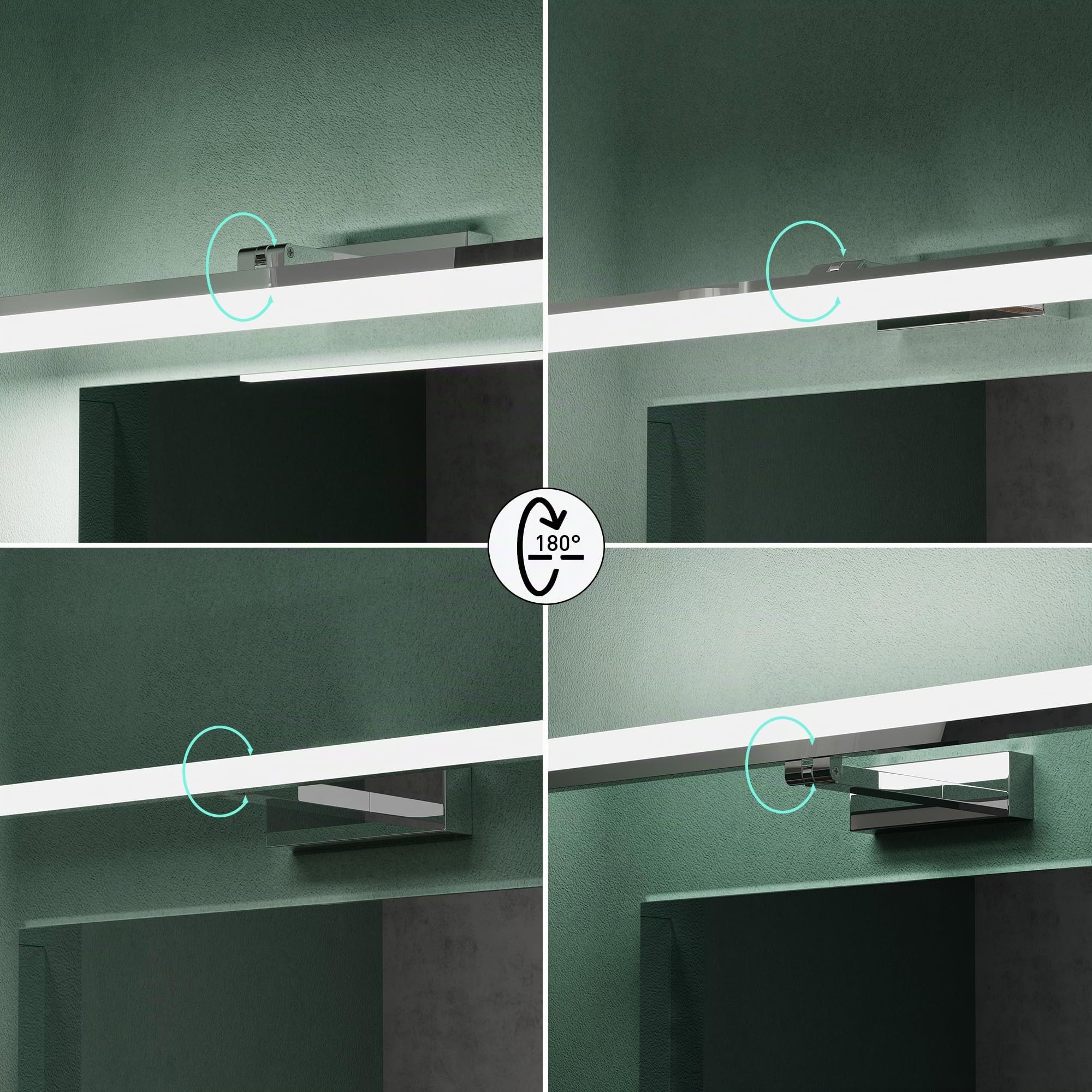 Mai & Mai Lampe Murale Miroir LED 6000K pour Salle de Bain Chrome 40cm | Lumière Miroir Moderne, Applique Rotative à 180°, IRC ＞ 80, Puissance 9W, Étanche et Antirouille, Desgin Luxaris