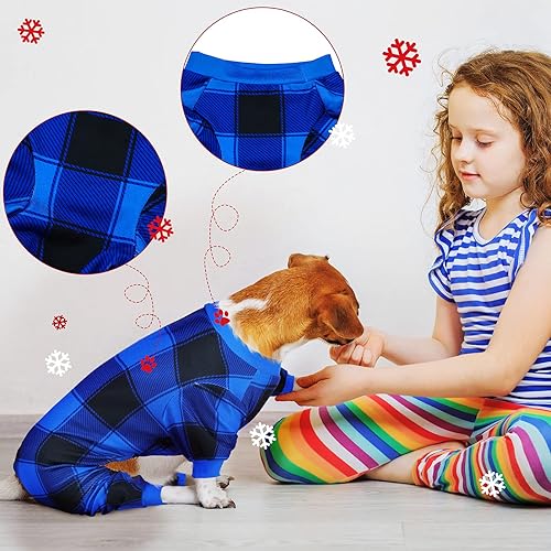 Miniatura 6 de Pijama de Navidad de 3 piezas para perro, overol de búfalo rojo, pijama para mascotas, pijama de búfalo a cuadros, ropa linda para perros pequeños,