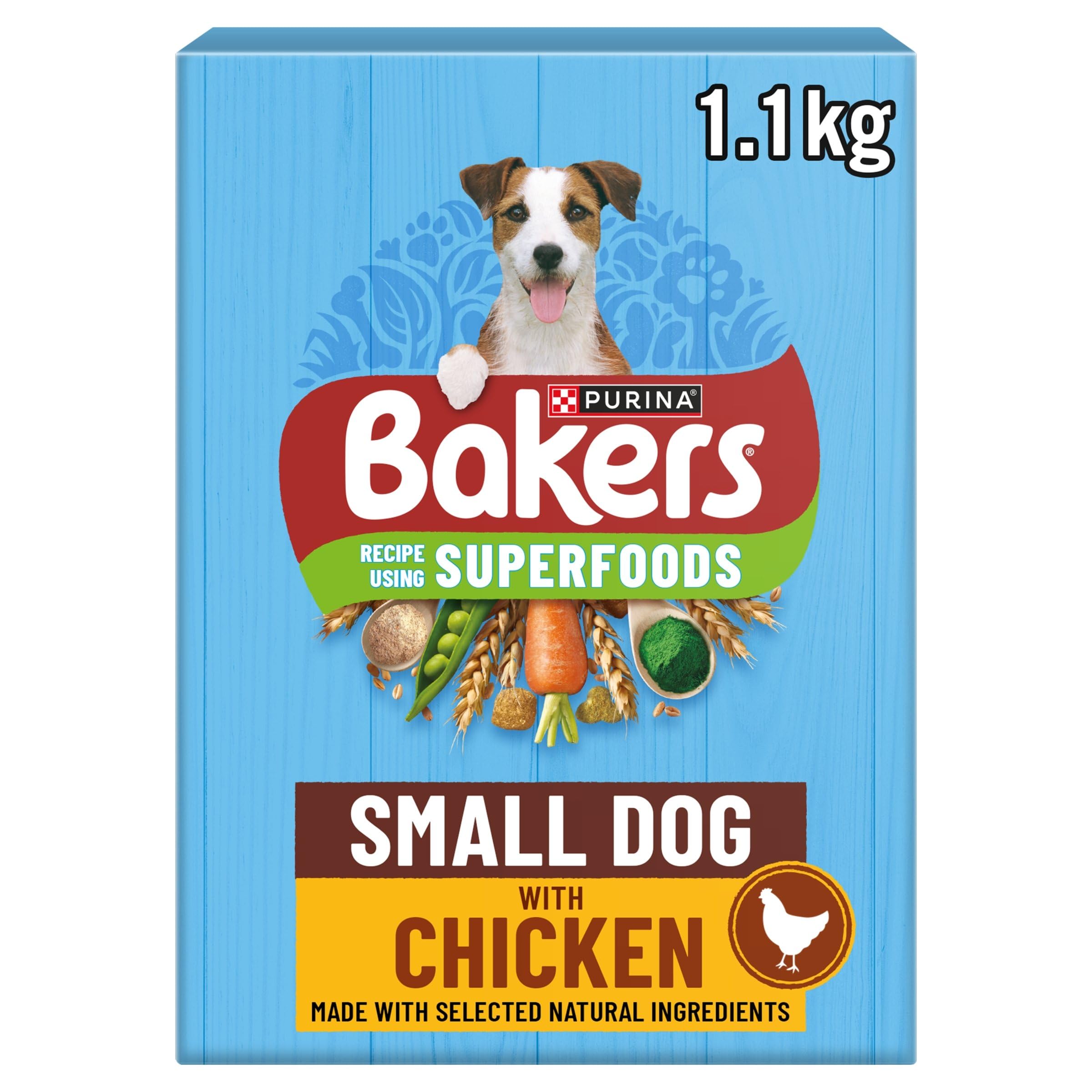 BAKERS Superfoods Small Dog Adult Dry Dog Food Chicken 1.1kg (Pack of 5)