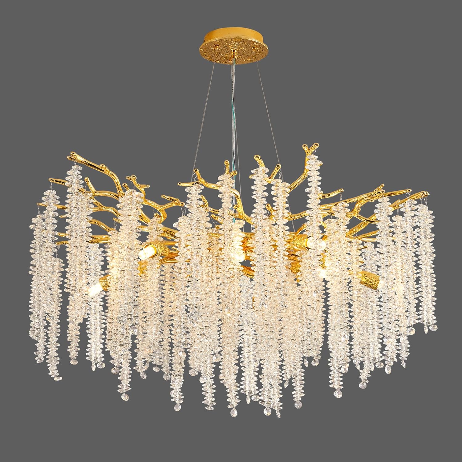 Upfelw Modern Crystal Tree Branch Chandelier, Gold Round Art Deco ...