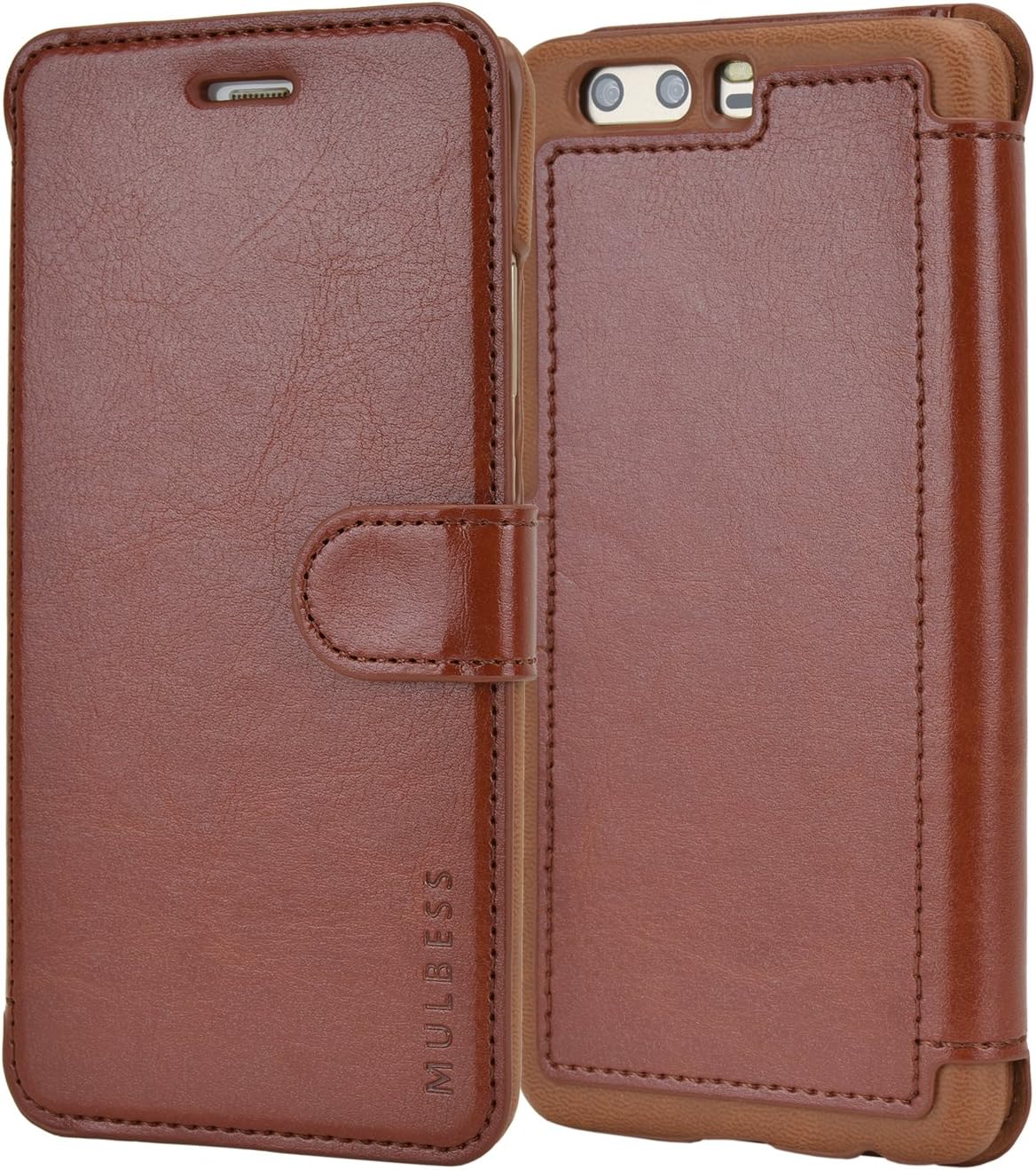 Mulbess Layered Huawei P10 Plus Case, Huawei P10 Plus Phone Cover, Flip Leather Wallet Phone Case for Huawei P10 Plus, Brown