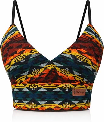 Boho Lace Up Crop Top for Women, Corset Style Boho Festival Top, Woven Ethnic Pattern Summer Crop Top, Cute Concert Outfit