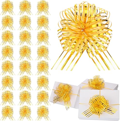 Miniatura 55 de Poen 24 lazos de organza de Navidad de 6 pulgadas, lazos grandes para envolver regalos, manualidades, para envolver regalos con cinta para cestas