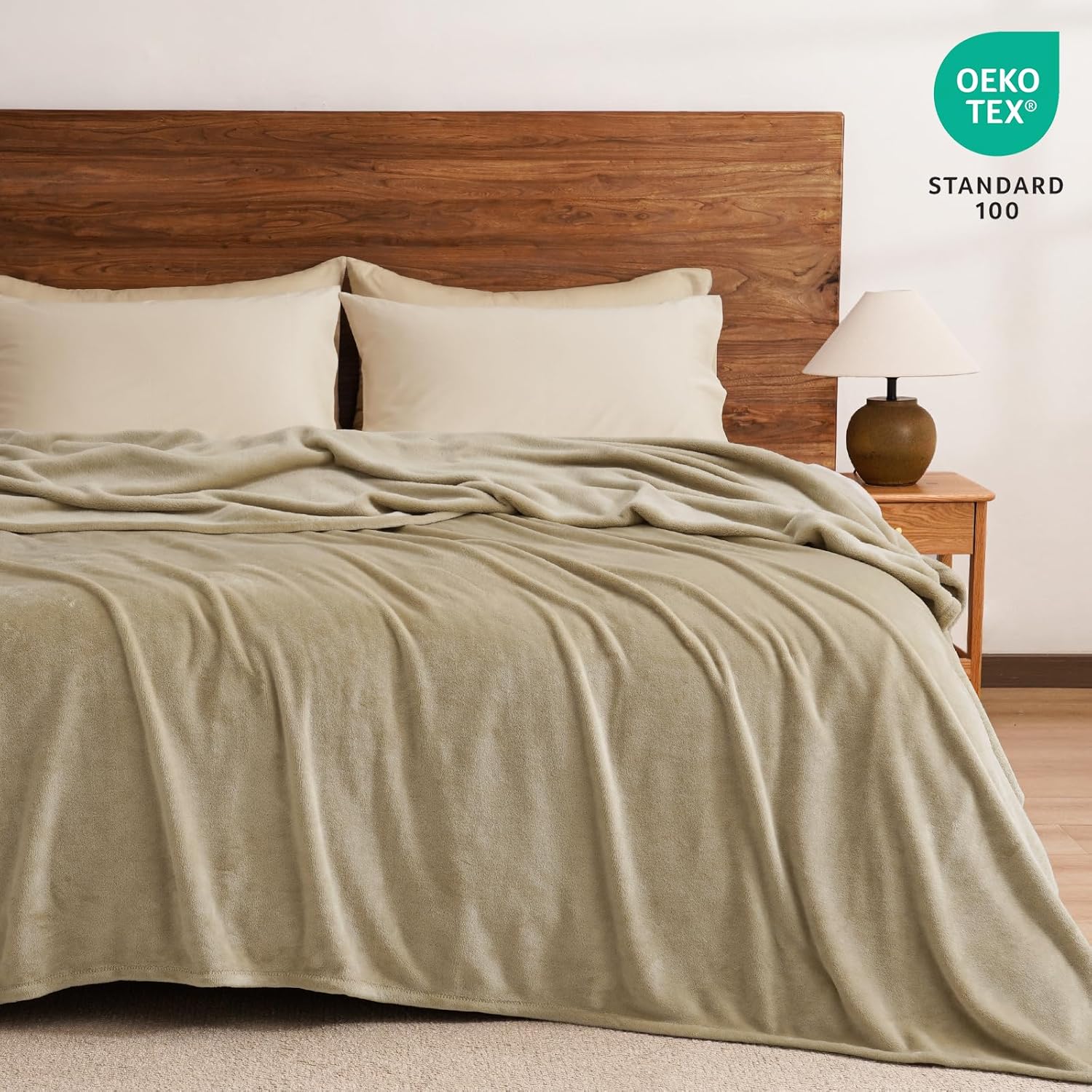 PHF Ultra Soft Fleece Blanket Twin Size, No Shed No Pilling Luxury Plush Cozy 300GSM Lightweight Blanket for Bed, Couch, Chair, Sofa Suitable for All Season, 66" x 90", Khaki - Image 6