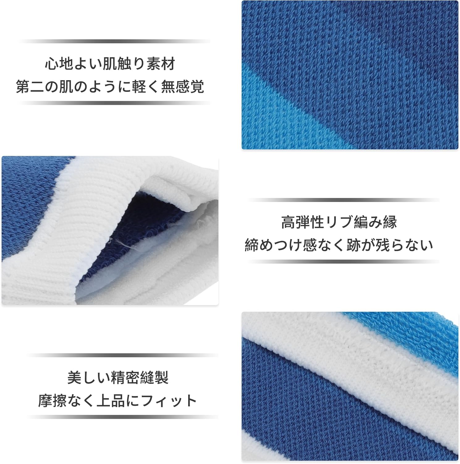 1 Pair Wrist Sweatbands, Sports Wristbands, Absorbent and Breathable Thick Bands for Working Out Football Basketball Sports, White Blue, Non-Slip