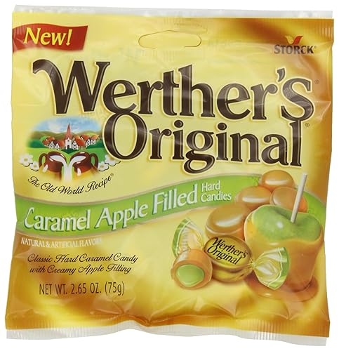 WERTHER'S ORIGINAL Caramelo duro relleno de manzana de caramelo, caramelo a granel, caramelos envueltos individualmente, caramelo de caramelo,