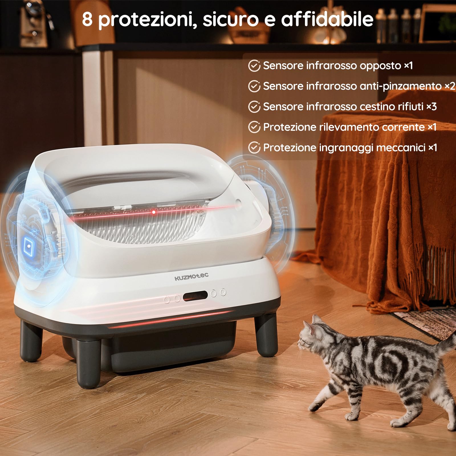 Lettiera Gatto Autopulente 120L con APP, Lettiera Autopulente per Gatti XL | Adatta a Gatti Maine Coon, Cassetto Feci 20L per 15+ Giorni, Lettiera Gatto per Più Gatti, Sensori Multipli, Anti-Odore, IPX5