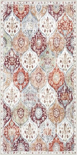 Miniatura 109 de Lahome - Alfombra marroquí antideslizante y lavable, pequeña alfombra oriental para dormitorio, cocina, entrada, baño, entrada, 61 x 91 cm, crema