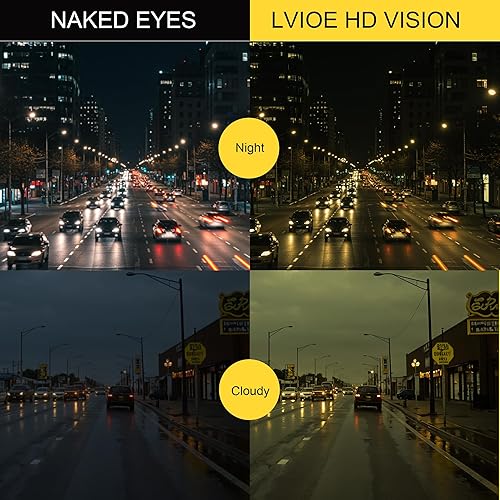 Vista 5 de LVIOE Gafas de visión nocturna para conducir, mujeres y hombres, lentes amarillas para conducción nocturna, deslumbramiento, polarizadas, para usar
