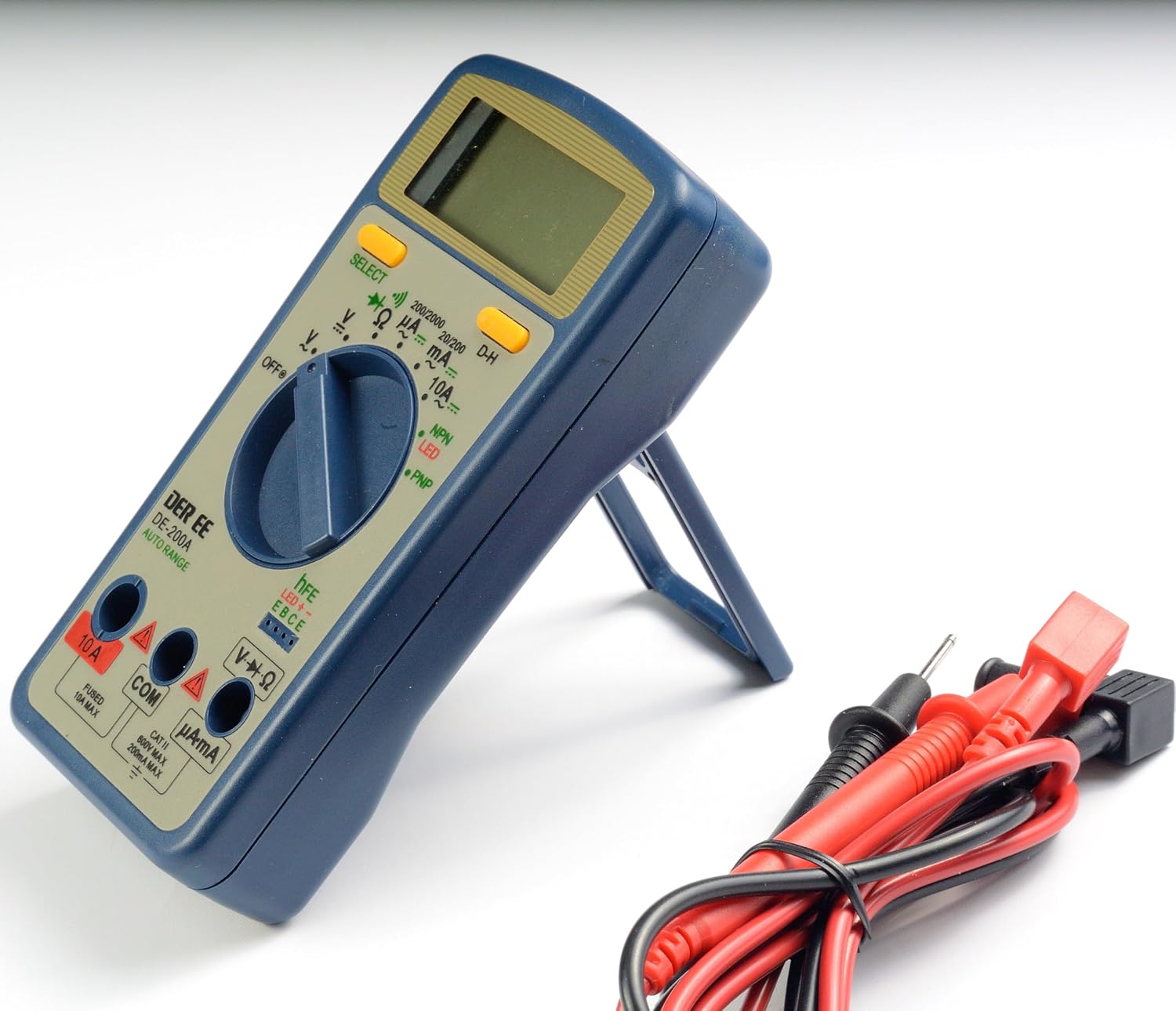 Taiwan Quality DER EE DE-200A DMM Digital Multimeter DCV ACV Resistance Diode Buzzer 3 1/2 Digits 2000 Counts display Multi tester volt meters and RMS multimeters