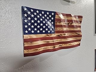 Wavy Wooden American Flag Wall Art Rustic Patriotic Decor – Handmade Wood Flag Wall Art, Rustic Decor, Country Farmhouse decor,AmericanFlag, American flag with waves