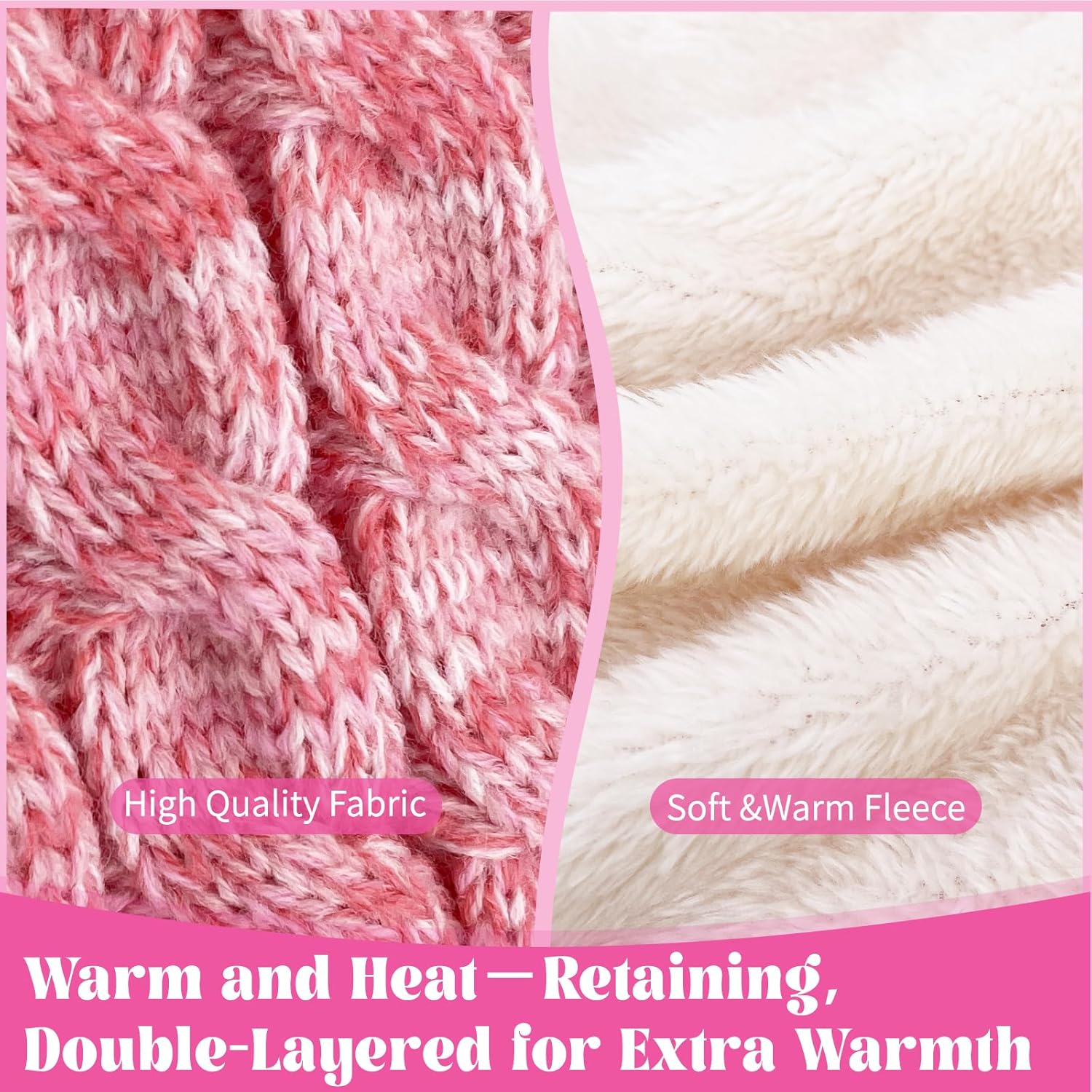 Kids Winter Hat Warm Fleece Beanie with Pom Pom Thick Knit Cap Gifts for Girls Boys 3-8 Years - Image 4