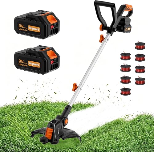 20V 12" Cordless String Trimmer, Electric Weed Wacker & Edger