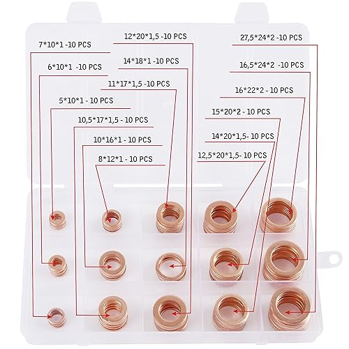 Miniatura 32 de 12 piezas de kit de junta de servicio con arandelas de estrangulamiento para tapón de drenaje de caja de transferencia y diferencial – Reemplazo