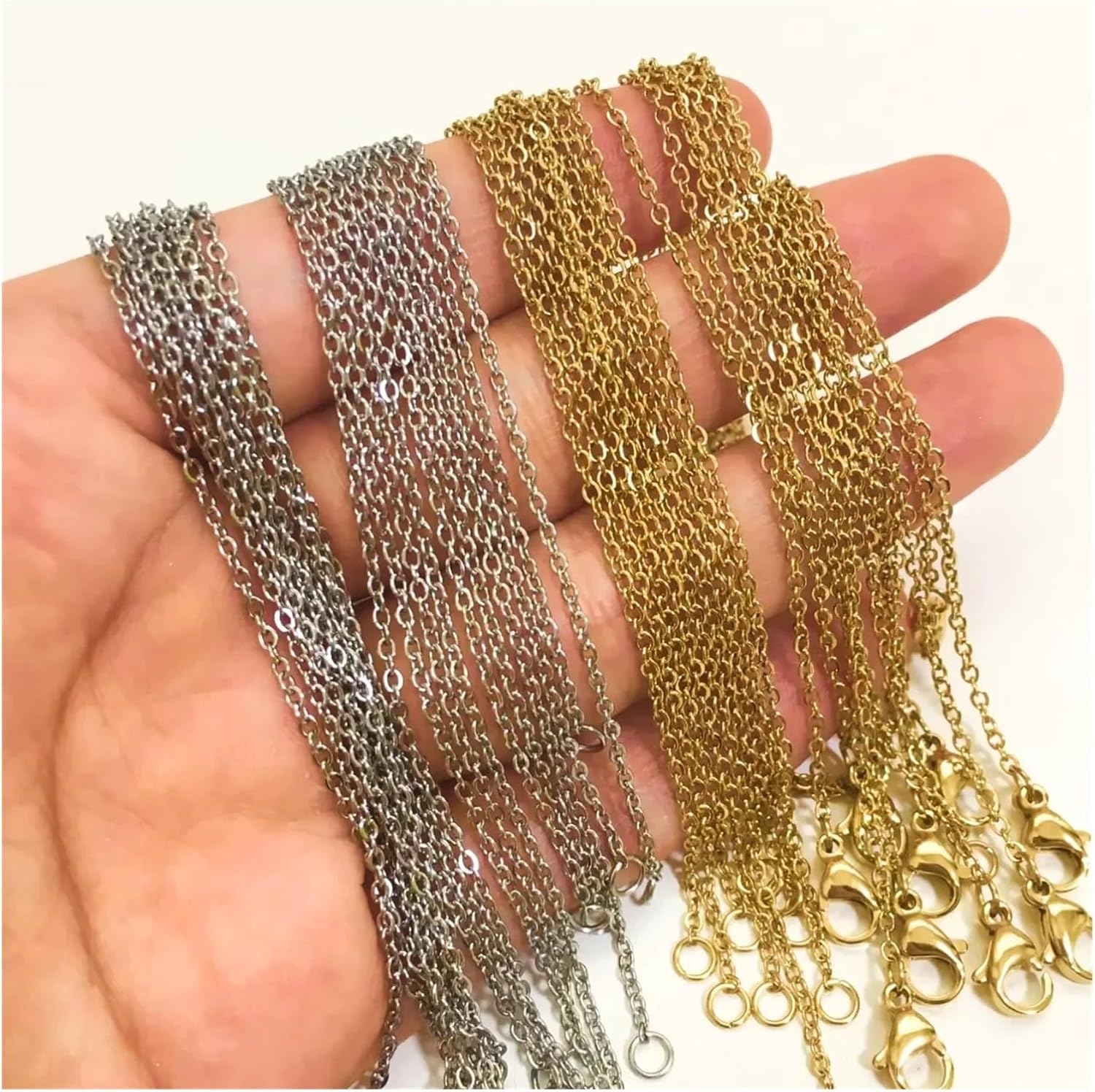 [小さな店] ステンレス鋼チェーンネックレス女性 10 ピース/ロットバルク卸売 DIY ロロ 2 ミリメートルチェーンフェードなし