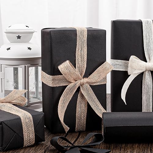 Miniatura 2 de Rollo de papel de regalo negro Kraft de 12 pulgadas x 100 pies, papel de embalaje de estraza reciclable para envolver paquetes, arte de pared,