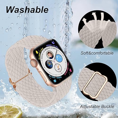 Miniatura 3 de Paquete de 15 correas trenzadas Solo Loop compatibles con Apple Watch de 1.654 in 1.732 in 1.772 in 1.929 in 1.496 in 1.575 in 1.614 in, para