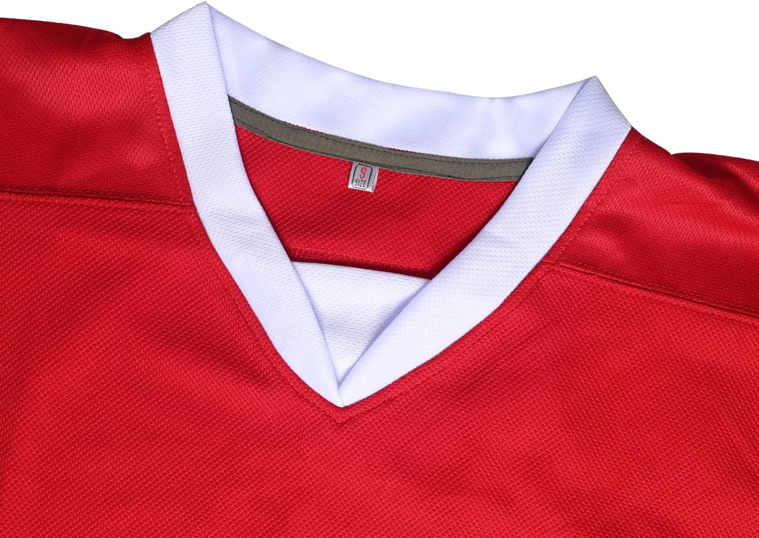 Mens Blank Ice Hockey Jersey Long-Sleeved Practice Hockey Jersey(red-S)