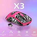 ATTACK SHARK X3 Lightweight Wireless Gaming Mouse with Tri-Mode 2.4G/USB-C Wired/Bluetooth,Up to 26K DPI,PAW3395 Optical Sensor,Kailh GM8.0 Switch,5 programmable Buttons for PC/Mac(Berry Red+Stickers)