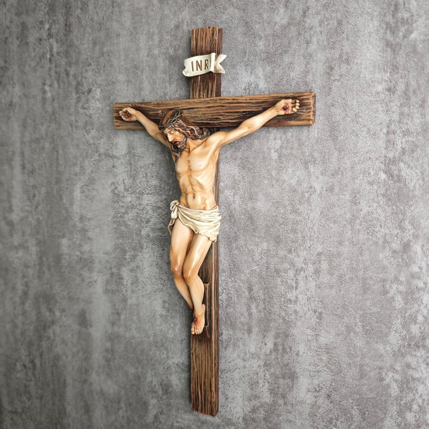 NOVACENTIX Croix murale catholique Jésus-Christ 25,4 cm Sculpture Renaissance faite à la main
