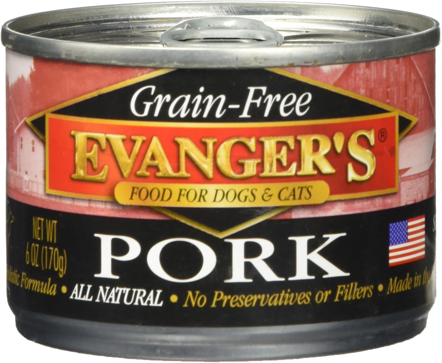 Evangers Grain Free 100 Pork Can Pet Food 6oz. (24 Pack) Canned Wet