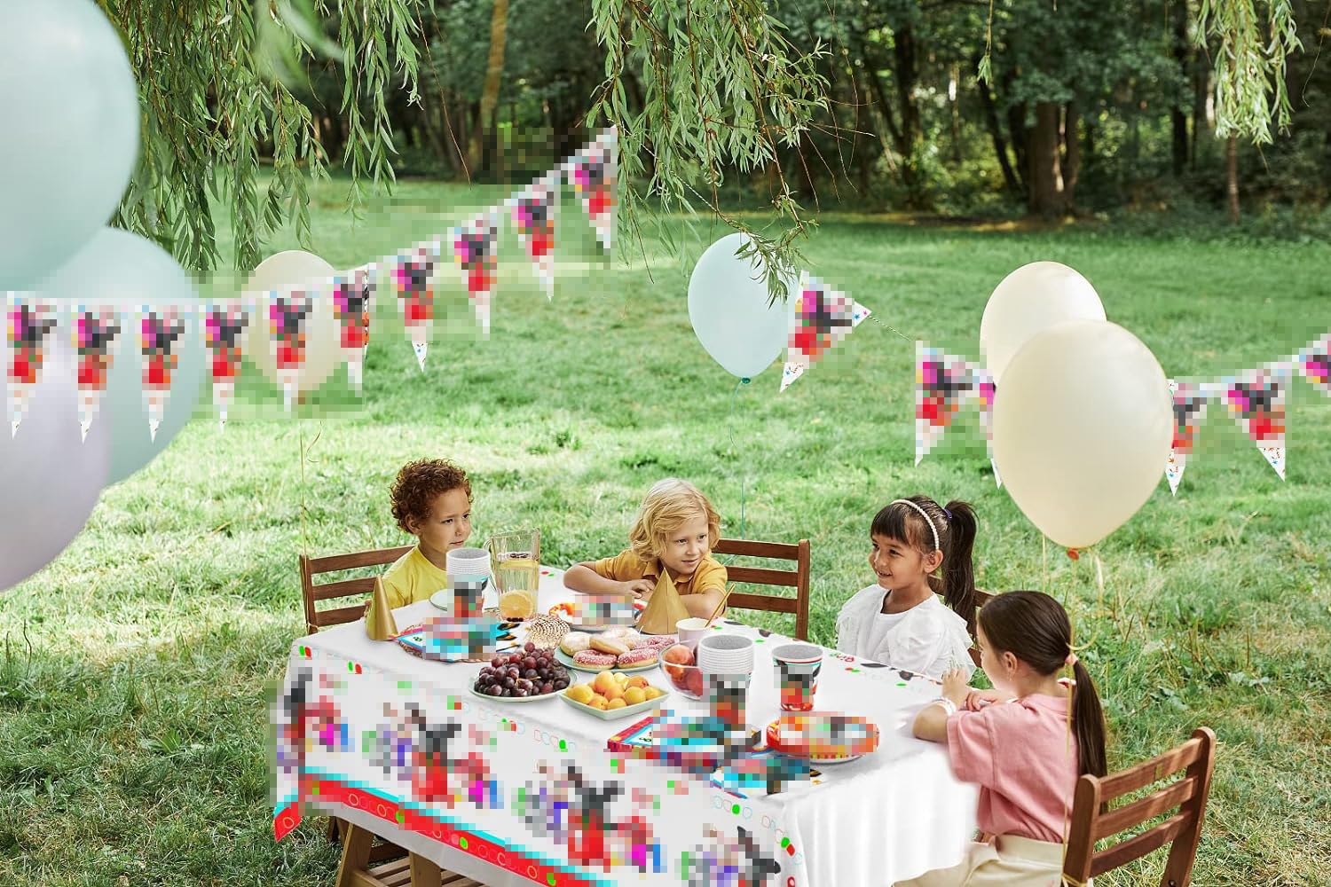 Kit Completo Decorazione Festa Bambini - 62 Pezzi Con Tovaglia, Piatti, Bicchieri E Bandierine