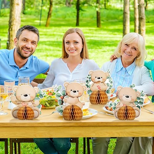 Miniatura 2 de Hiboom 8 piezas de centro de mesa de oso para baby shower, suministros de fiesta de oso para baby shower, decoración de fiesta de bebé, centros de