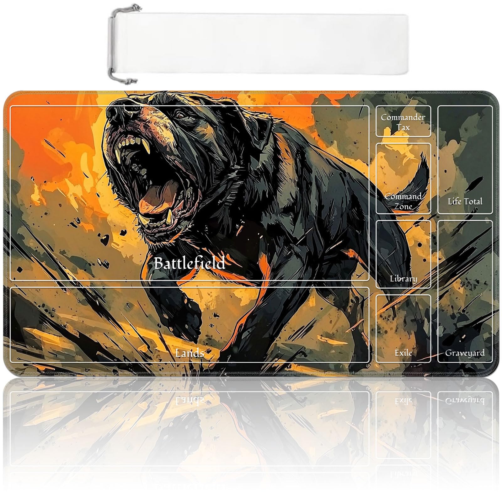 MTG Playmat with Zones 24x14 Inch – Trading Card Game Mat for Magic The Gathering, TCG Playmat with Free Storage Bag, Non-Slip Rubber Base Card Battle Play Mat, Black Bear