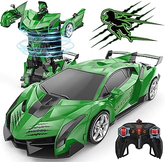BLUEJAY Transform Rc Cars for Boys 4-7 8-12, 2.4Ghz Remote Control Car 1:18 Scale Transforming Robot, One-Button Deformation 360° Rotation Car Toy Gifts for Boys 3-5