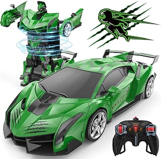 BLUEJAY Transform RC Cars for Boys 3-12, 2.4Ghz Remote Control Car | 1:18 Scale Transforming Robot, One-Button Deformation 360° Rotation Car Toy Gifts for Boys