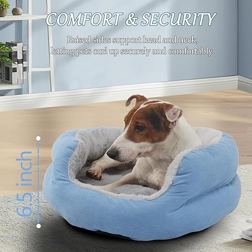 Miniatura 3 de Cama redonda para perros pequeños, cama redonda para gatos de interior, camas acolchadas lavables para mascotas para dormir, cama para gatitos, cama