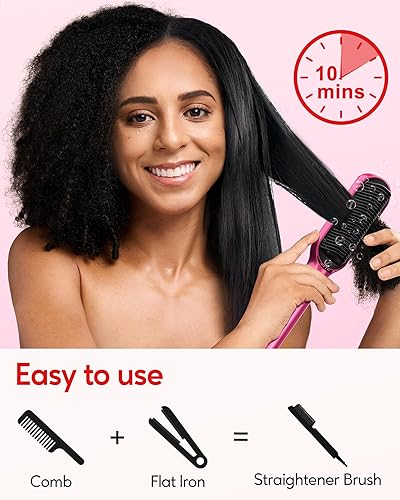 Miniatura 10 de Terviiix Cepillo alisador de pelo, peine alisador de pelo para mujeres, peine de alisado iónico de cerámica con 13 temperaturas, peine de plancha