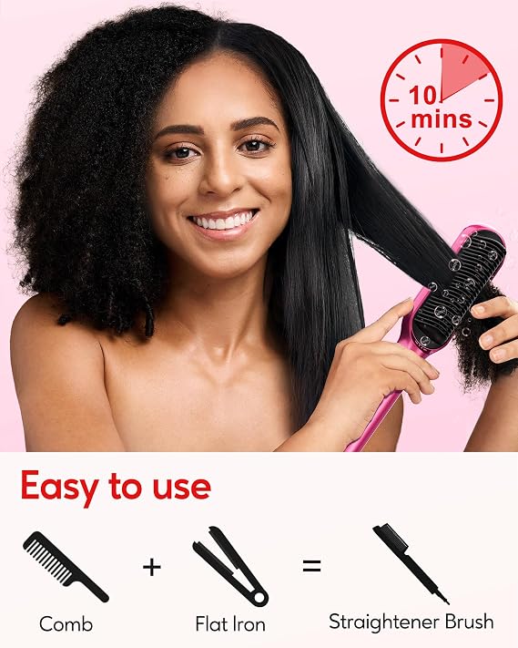 Terviiix Electric Hot Comb & Terviiix Frizz Buster Ionic Hair Straightener Brush