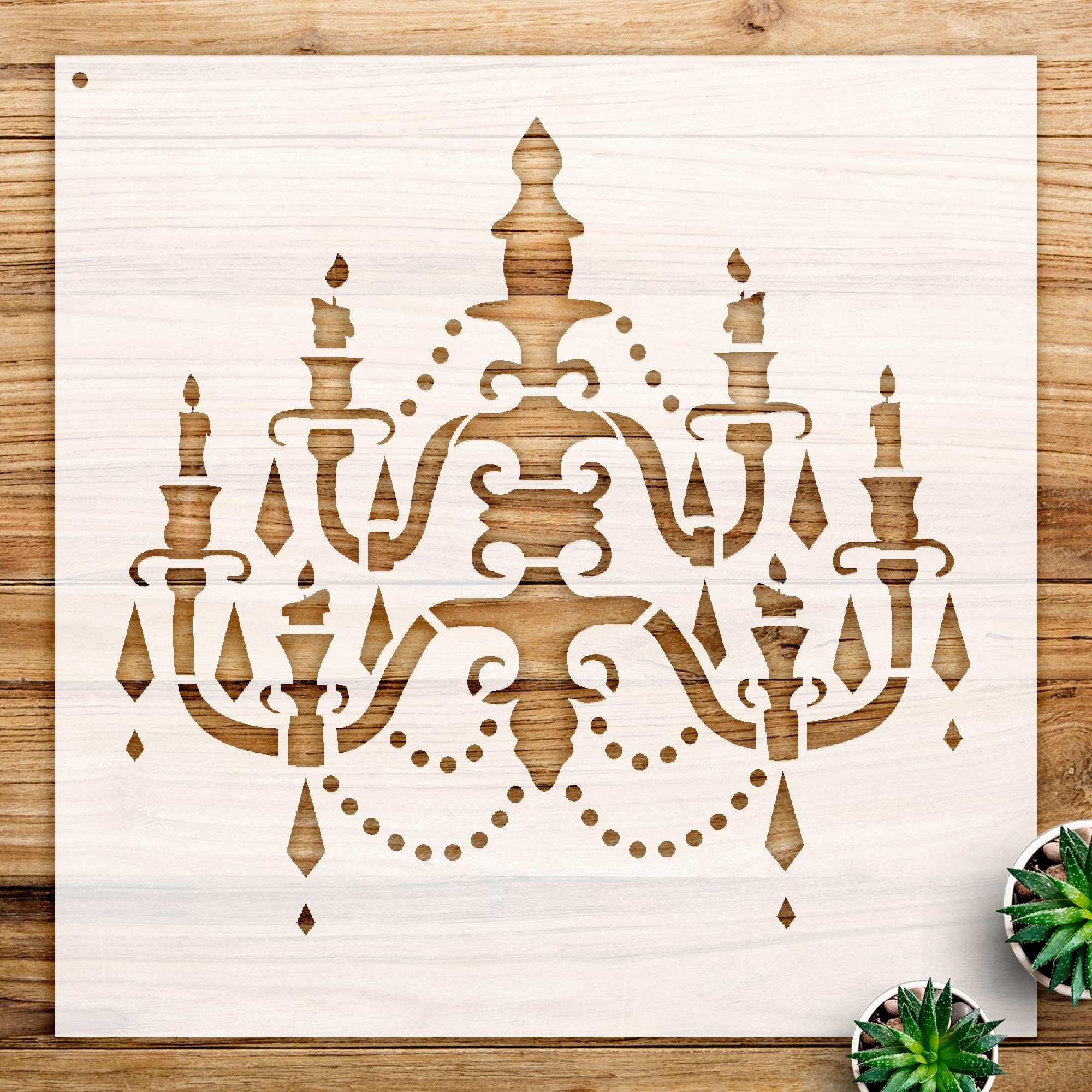 Chandelier Stencil Pattern for Walls and Furniture, Elegant Baroque Design, Reusable Mylar Template, Ideal for Painting and Chalk Art Projects - Size A1 (23.4